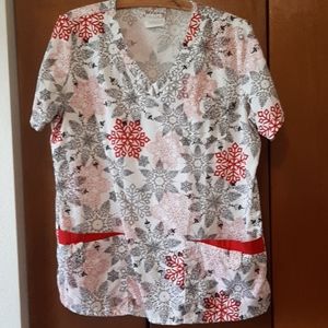 Winter themed scrub top.